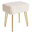 IBUYKE rechteckiger Fußstützenstuhl Ottoman, Make-up Eitelkeits Hocker Beistelltisch, Samt Ankleidetisch Sitz, Fußhocker Stuhl, goldene Stahlbeine, für Make-up Raum, Schlafzimmer, weiß WBD003W
