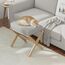 BAMBOOHOMIE Makeup Eitelkeit Hocker, Faltbarer Fußhocker mit Bambus X Beinen, Ottoman Fußstütze Stuhl für Vanity, Moderne Fußhocker klein gepolstert für Wohnzimmer (Natürlich - Grau)