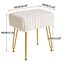 IBUYKE rechteckiger Fußstützenstuhl Ottoman, Make-up Eitelkeits Hocker Beistelltisch, Samt Ankleidetisch Sitz, Fußhocker Stuhl, goldene Stahlbeine, für Make-up Raum, Schlafzimmer, weiß WBD003W