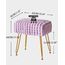 IBUYKE rechteckiger Fußstützenstuhl Ottoman, Make-up Eitelkeits Hocker Beistelltisch, Samt Ankleidetisch Sitz, Fußhocker Stuhl, goldene Stahlbeine, für Make-up Raum, Schlafzimmer, Lila WBD003V