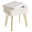 IBUYKE Rechteck Eitelkeit Stuhl mit Stauraum, Fußstütze Fußhocker Ottoman, Eitelkeit Hocker, Schminktisch Stuhl, mit Anti-Rutsch Füßen, für Make-up Raum, Schlafzimmer, weiß WBD004W