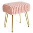 IBUYKE rechteckiger Fußstützenstuhl Ottoman, Make-up Eitelkeits Hocker Beistelltisch, Samt Ankleidetisch Sitz, Fußhocker Stuhl, goldene Stahlbeine, für Make-up Raum, Schlafzimmer, Rosa WBD003P