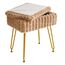 IBUYKE Rechteck Eitelkeit Stuhl mit Stauraum, Fußstütze Fußhocker Ottoman, Eitelkeit Hocker, Schminktisch Stuhl, mit Anti-Rutsch Füßen, für Make-up Raum, Schlafzimmer, Khaki WBD004K