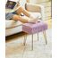 IBUYKE rechteckiger Fußstützenstuhl Ottoman, Make-up Eitelkeits Hocker Beistelltisch, Samt Ankleidetisch Sitz, Fußhocker Stuhl, goldene Stahlbeine, für Make-up Raum, Schlafzimmer, Lila WBD003V