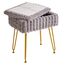 IBUYKE Rechteck Eitelkeit Stuhl mit Stauraum, Fußstütze Fußhocker Ottoman, Eitelkeit Hocker, Schminktisch Stuhl, mit Anti-Rutsch Füßen, für Make-up Raum, Schlafzimmer, Grau WBD004G