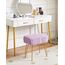IBUYKE rechteckiger Fußstützenstuhl Ottoman, Make-up Eitelkeits Hocker Beistelltisch, Samt Ankleidetisch Sitz, Fußhocker Stuhl, goldene Stahlbeine, für Make-up Raum, Schlafzimmer, Lila WBD003V