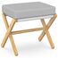 BAMBOOHOMIE Makeup Eitelkeit Hocker, Faltbarer Fußhocker mit Bambus X Beinen, Ottoman Fußstütze Stuhl für Vanity, Moderne Fußhocker klein gepolstert für Wohnzimmer (Natürlich - Grau)