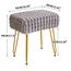 IBUYKE rechteckiger Fußstützenstuhl Ottoman, Make-up Eitelkeits Hocker Beistelltisch, Samt Ankleidetisch Sitz, Fußhocker Stuhl, goldene Stahlbeine, für Make-up Raum, Schlafzimmer, Grau WBD003G