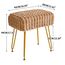 IBUYKE rechteckiger Fußstützenstuhl Ottoman, Make-up Eitelkeits Hocker Beistelltisch, Samt Ankleidetisch Sitz, Fußhocker Stuhl, goldene Stahlbeine, für Make-up Raum, Schlafzimmer, Khaki WBD003K