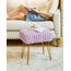 IBUYKE rechteckiger Fußstützenstuhl Ottoman, Make-up Eitelkeits Hocker Beistelltisch, Samt Ankleidetisch Sitz, Fußhocker Stuhl, goldene Stahlbeine, für Make-up Raum, Schlafzimmer, Lila WBD003V