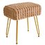 IBUYKE rechteckiger Fußstützenstuhl Ottoman, Make-up Eitelkeits Hocker Beistelltisch, Samt Ankleidetisch Sitz, Fußhocker Stuhl, goldene Stahlbeine, für Make-up Raum, Schlafzimmer, Khaki WBD003K