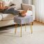 IBUYKE rechteckiger Fußstützenstuhl Ottoman, Make-up Eitelkeits Hocker Beistelltisch, Samt Ankleidetisch Sitz, Fußhocker Stuhl, goldene Stahlbeine, für Make-up Raum, Schlafzimmer, Grau WBD003G