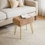 IBUYKE rechteckiger Fußstützenstuhl Ottoman, Make-up Eitelkeits Hocker Beistelltisch, Samt Ankleidetisch Sitz, Fußhocker Stuhl, goldene Stahlbeine, für Make-up Raum, Schlafzimmer, Khaki WBD003K