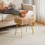 IBUYKE rechteckiger Fußstützenstuhl Ottoman, Make-up Eitelkeits Hocker Beistelltisch, Samt Ankleidetisch Sitz, Fußhocker Stuhl, goldene Stahlbeine, für Make-up Raum, Schlafzimmer, Khaki WBD003K