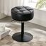 LUE BONA 360° Drehbarer Schminktisch Hocker, Höhenverstellbar Schminkhocker, Sitzhocker aus Kunstleder mit Knopfgepolstertes Design, Dunkel-Schwarz