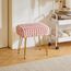 IBUYKE rechteckiger Fußstützenstuhl Ottoman, Make-up Eitelkeits Hocker Beistelltisch, Samt Ankleidetisch Sitz, Fußhocker Stuhl, goldene Stahlbeine, für Make-up Raum, Schlafzimmer, Rosa WBD003P