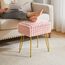 IBUYKE Rechteck Eitelkeit Stuhl mit Stauraum, Fußstütze Fußhocker Ottoman, Eitelkeit Hocker, Schminktisch Stuhl, mit Anti-Rutsch Füßen, für Make-up Raum, Schlafzimmer, Rosa WBD004P
