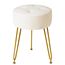 IBUYKE LG-31W Runder Fußstützen-Hocker, Make-up-Hocker, Beistelltisch, PU-Schminktisch, Sitzpuff, Couchhocker, goldene Stahlbeine, Weiß