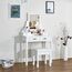 Mondeer Hocker Schminktisch, Schminkhocker, Sitzhocker Gepolstert, Rosenmuster Klavierhocker MDF Holz für Ankleidezimmer Schlafzimmer Eingang Flure, Weiß