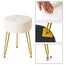 IBUYKE LG-31W Runder Fußstützen-Hocker, Make-up-Hocker, Beistelltisch, PU-Schminktisch, Sitzpuff, Couchhocker, goldene Stahlbeine, Weiß