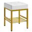 IBUYKE Quadratischer Make-up-Hocker mit justierbaren Füßen und Stauraum, Fußstützenstuhl, PU-Sitz Eitelkeitshocker, Multi-Use als Kleiner Beistelltisch oder Ottoman, für Schlafzimmer, Weiß L/G-60W