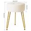 IBUYKE LG-31W Runder Fußstützen-Hocker, Make-up-Hocker, Beistelltisch, PU-Schminktisch, Sitzpuff, Couchhocker, goldene Stahlbeine, Weiß