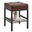 IBUYKE Quadratischer Make-up-Hocker mit justierbaren Füßen und Stauraum, Fußstützenstuhl, PU-Sitz Eitelkeitshocker, Multi-Use als Kleiner Beistelltisch oder Ottoman, für Schlafzimmer, Braun L/G-60Z