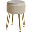 IBUYKE Samt Speicher Fußstütze Hocker Ottoman, Make-up Eitelkeits Hocker Beistelltisch mit goldenen Stahlbeinen abnehmbare Abdeckung, Couchtisch Top Cover, Weiß L/G-20M