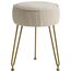 IBUYKE Samt Runde Fußstütze Hocker Ottoman, Make-up Eitelkeits Beistelltisch, Samt Ankleidetisch Sitz, Pouf Couch Hocker, goldene Stahlbeine, cremeweiß L/G-30M