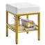 IBUYKE Quadratischer Make-up-Hocker mit justierbaren Füßen und Stauraum, Fußstützenstuhl, PU-Sitz Eitelkeitshocker, Multi-Use als Kleiner Beistelltisch oder Ottoman, für Schlafzimmer, Weiß L/G-60W