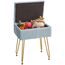 YMYNY Schminkhocker Stuhl mit Stauraum, quadratischer Hocker aus Samt, moderner multifunktionaler Make-up-Hocker für Schlafzimmer, Wohnzimmer, Büro, goldene Beine, 40 x 29.5 x 48 cm, Graublau HBD024G