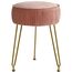 IBUYKE Samt Runde Fußstütze Hocker Ottoman, Make-up Eitelkeits Beistelltisch, Samt Ankleidetisch Sitz, Pouf Couch Hocker, goldene Stahlbeine, rosa L/G-30P