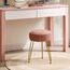 IBUYKE Samt Runde Fußstütze Hocker Ottoman, Make-up Eitelkeits Beistelltisch, Samt Ankleidetisch Sitz, Pouf Couch Hocker, goldene Stahlbeine, rosa L/G-30P