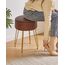 IBUYKE Faux Leder Runde Fußlehne Hocker mit Lagerung Ottoman, Make-up Eitelkeit Stuhl Seitentisch, PU Umkleidetisch Sitz, abnehmbare Abdeckung, goldene Stahlbeine, Dunkelbraun WBD024Z