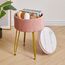 IBUYKE Samt Speicher Fußstütze Hocker Ottoman, Make-up Eitelkeits Hocker Beistelltisch mit goldenen Stahlbeinen abnehmbare Abdeckung, Couchtisch Top Cover, rosa L/G-20P
