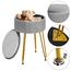 IBUYKE Samt Speicher Fußstütze Hocker Ottoman, Make-up Eitelkeits Hocker Beistelltisch mit goldenen Stahlbeinen abnehmbare Abdeckung, Couchtisch Top Cover, grau L/G-20G
