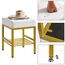 IBUYKE Quadratischer Make-up-Hocker mit justierbaren Füßen und Stauraum, Fußstützenstuhl, PU-Sitz Eitelkeitshocker, Multi-Use als Kleiner Beistelltisch oder Ottoman, für Schlafzimmer, Weiß L/G-60W