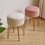 IBUYKE Samt Speicher Fußstütze Hocker Ottoman, Make-up Eitelkeits Hocker Beistelltisch mit goldenen Stahlbeinen abnehmbare Abdeckung, Couchtisch Top Cover, Weiß L/G-20M