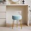 IBUYKE Samt Runde Fußstütze Hocker Ottoman, Make-up Eitelkeits Hocker Beistelltisch, Samt Ankleidetisch Sitz, Pouf Couch Hocker, goldene Stahlbeine, Blau L/G-30H