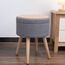 Theo&Cleo Hocker mit Stauraum,Sitzhocker Holzbeine,Runder Hoher Schemel,Aufbewahrung Schlafzimmer mit Deckel,Schminktisch Stuhl,Fußhocker für Wohnzimmer,Soft Sitzkissen aus Linen,36cm*36cm*45cm Grau