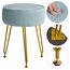 IBUYKE Samt Runde Fußstütze Hocker Ottoman, Make-up Eitelkeits Hocker Beistelltisch, Samt Ankleidetisch Sitz, Pouf Couch Hocker, goldene Stahlbeine, Blau L/G-30H