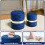 Joveco Runde Ottomane aus Samt, 2er-Set, Fußstütze, gepolsterter Fußhocker, Beistelltisch, Sitz, Make-up-Hocker mit Metallband (blau)