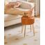 IBUYKE Faux Leder Runde Fußlehne Hocker mit Lagerung Ottoman, Make-up Eitelkeit Stuhl Seitentisch, PU Umkleidetisch Sitz, abnehmbare Abdeckung, goldene Stahlbeine, Hellbraun WBD024J