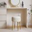 IBUYKE Samt Speicher Fußstütze Hocker Ottoman, Make-up Eitelkeits Hocker Beistelltisch mit goldenen Stahlbeinen abnehmbare Abdeckung, Couchtisch Top Cover, Weiß L/G-20M