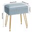 YMYNY Schminkhocker Stuhl mit Stauraum, quadratischer Hocker aus Samt, moderner multifunktionaler Make-up-Hocker für Schlafzimmer, Wohnzimmer, Büro, goldene Beine, 40 x 29.5 x 48 cm, Graublau HBD024G