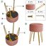IBUYKE Samt Speicher Fußstütze Hocker Ottoman, Make-up Eitelkeits Hocker Beistelltisch mit goldenen Stahlbeinen abnehmbare Abdeckung, Couchtisch Top Cover, rosa L/G-20P