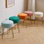 IBUYKE Samt Runde Fußstütze Hocker Ottoman, Make-up Eitelkeits Hocker Beistelltisch, Samt Ankleidetisch Sitz, Pouf Couch Hocker, goldene Stahlbeine, Blau L/G-30H
