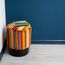 Kare Design Hocker Cherry Very British, Bunt/Schwarz, 36cm Durchmesser, Handgearbeitet, 110kg max Belastbarkeit, Hocker für Schminktisch, Gepolstert, Stahl Beine, Wohnzimmer, 44x36,5x36,5 cm (H/B/T)