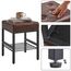 IBUYKE Quadratischer Make-up-Hocker mit justierbaren Füßen und Stauraum, Fußstützenstuhl, PU-Sitz Eitelkeitshocker, Multi-Use als Kleiner Beistelltisch oder Ottoman, für Schlafzimmer, Braun L/G-60Z