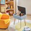 YMYNY Schminkhocker Stuhl mit Stauraum, quadratischer Hocker aus Samt, moderner multifunktionaler Make-up-Hocker für Schlafzimmer, Wohnzimmer, Büro, goldene Beine, 40 x 29.5 x 48 cm, Graublau HBD024G